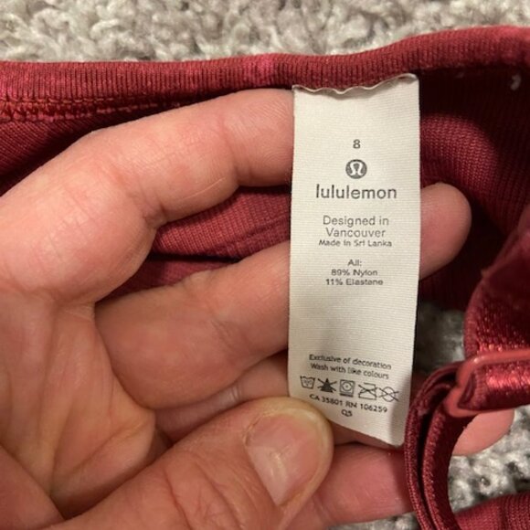 Lululemon Berry Red Sports Bra - Adjustable Straps, Low-Impact, A-C Cup, size 8 - Picture 7 of 7